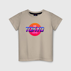 Футболка хлопковая детская Retrowave Tokyo, цвет: миндальный
