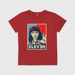 Футболка хлопковая детская Stranger Things Eleven, цвет: красный