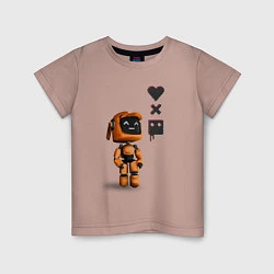 Футболка хлопковая детская Оранжевый робот с логотипом LDR, цвет: пыльно-розовый