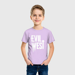 Футболка хлопковая детская Evil west logo, цвет: лаванда — фото 2