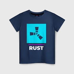 Футболка хлопковая детская Символ Rust в неоновых цветах, цвет: тёмно-синий