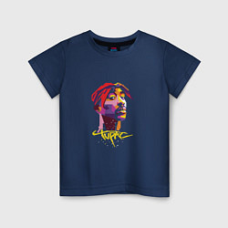 Футболка хлопковая детская Tupac Color, цвет: тёмно-синий