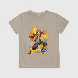 Футболка хлопковая детская Нацу Драгнил и Хеппи, цвет: миндальный