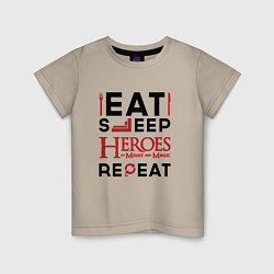 Детская футболка Надпись: Eat Sleep Heroes of Might and Magic Repea