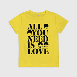 Футболка хлопковая детская ALL YOU NEED IS LOVE THE BEATLES, цвет: желтый