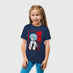 Футболка хлопковая детская Рей Аянами ПИЛОТЫ ЕВЫ 00, цвет: тёмно-синий — фото 2