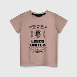 Футболка хлопковая детская Leeds United: Football Club Number 1 Legendary, цвет: пыльно-розовый