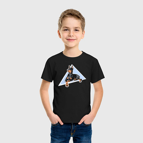 Детская футболка Доберман Собаки / Черный – фото 3