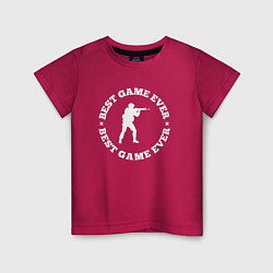 Футболка хлопковая детская Символ Counter Strike и круглая надпись Best Game, цвет: маджента