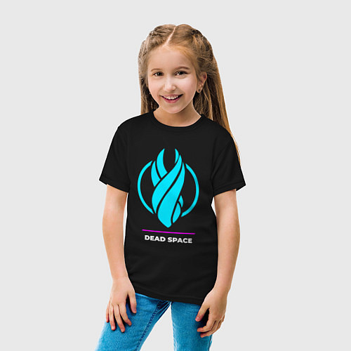 Детская футболка Символ Dead Space в неоновых цветах / Черный – фото 4