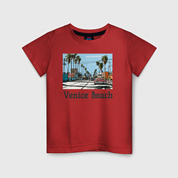 Футболка хлопковая детская Los Angeles Venis Beach, цвет: красный