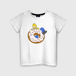 Футболка хлопковая детская Большой пончик с глазурью принт Гомер, цвет: белый