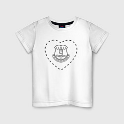 Футболка хлопковая детская Лого Everton в сердечке, цвет: белый