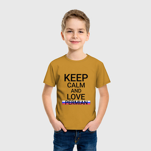 Детская футболка Keep calm Permian Пермь / Горчичный – фото 3