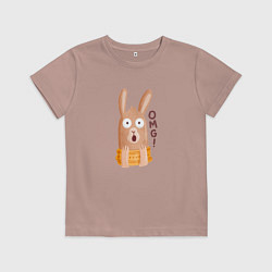 Футболка хлопковая детская ОМГ Лама, цвет: пыльно-розовый