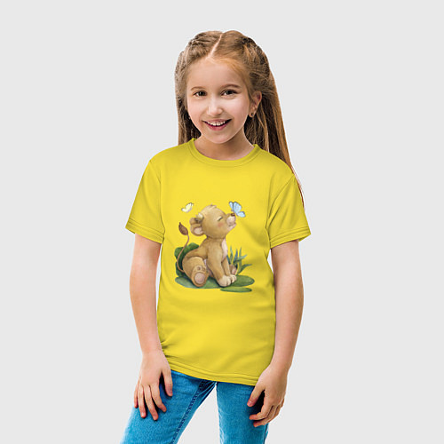 Детская футболка Львенок с бабочкой / Желтый – фото 4