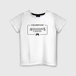 Футболка хлопковая детская Assassins Creed Gaming Champion: рамка с лого и дж, цвет: белый