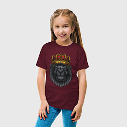 Футболка хлопковая детская Черный царь зверей, цвет: меланж-бордовый — фото 2