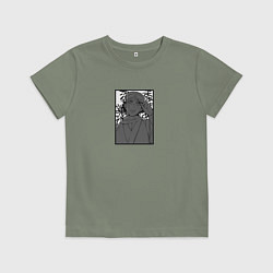 Футболка хлопковая детская Красавчик Саити Golden Kamuy, цвет: авокадо