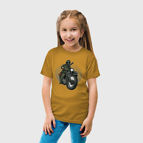 Детская футболка Сталкер на мотоцикле / Горчичный – фото 4