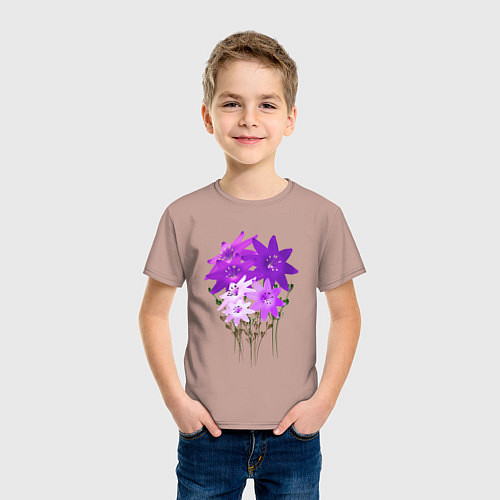 Детская футболка Flowers purple light / Пыльно-розовый – фото 3