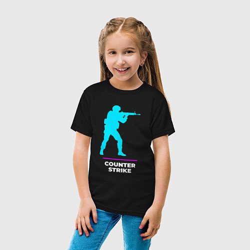 Детская футболка Символ Counter Strike в неоновых цветах / Черный – фото 4