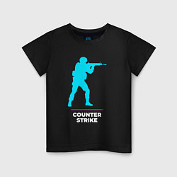 Футболка хлопковая детская Символ Counter Strike в неоновых цветах, цвет: черный