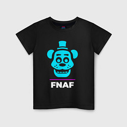 Футболка хлопковая детская Символ FNAF в неоновых цветах, цвет: черный