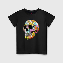 Футболка хлопковая детская Art cool skull, цвет: черный