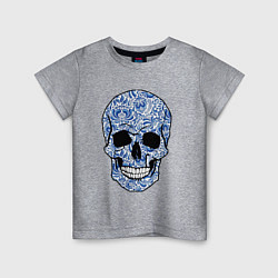 Футболка хлопковая детская Skull gzhel, цвет: меланж