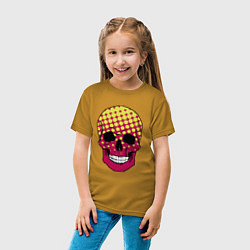 Футболка хлопковая детская Pop-art skull, цвет: горчичный — фото 2