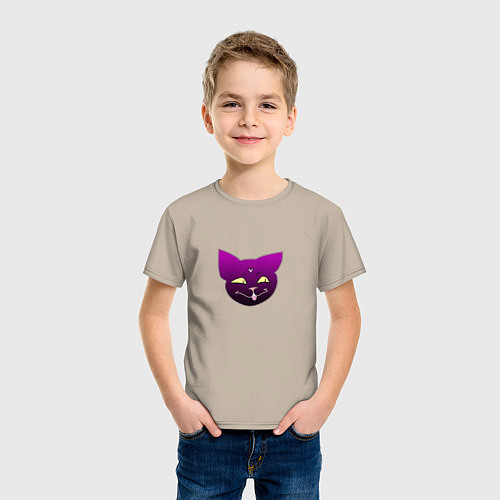 Детская футболка Черный кот Лов / Миндальный – фото 3