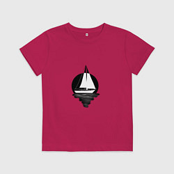 Футболка хлопковая детская Яхта в круге, цвет: маджента