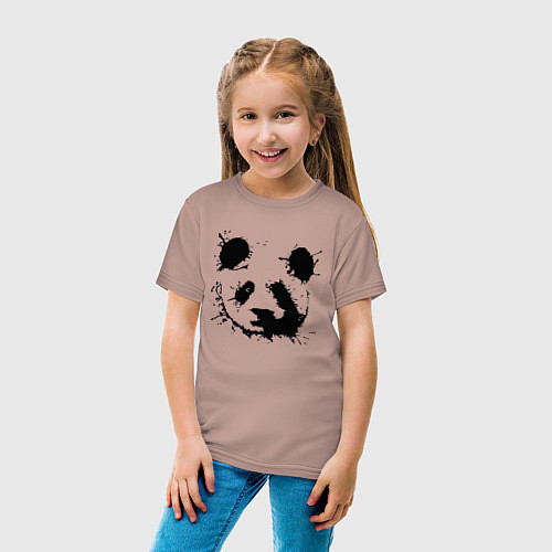 Детская футболка Прикольный панда - клякса / Пыльно-розовый – фото 4