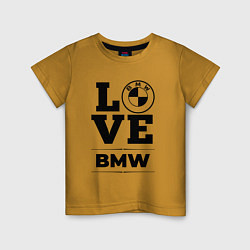 Футболка хлопковая детская BMW love classic, цвет: горчичный