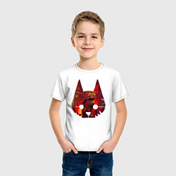 Футболка хлопковая детская Кот из игры Stray, цвет: белый — фото 2