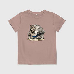 Футболка хлопковая детская КОТИКИ СУМОИСТЫ, цвет: пыльно-розовый
