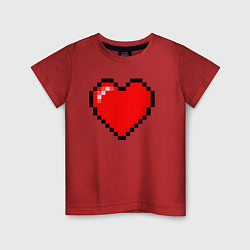 Футболка хлопковая детская Пиксельное сердце-здоровье - Красный, цвет: красный