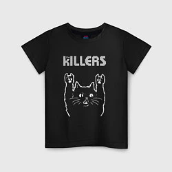 Футболка хлопковая детская The Killers рок кот, цвет: черный