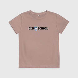 Футболка хлопковая детская Old school, шеврон старой школы, цвет: пыльно-розовый