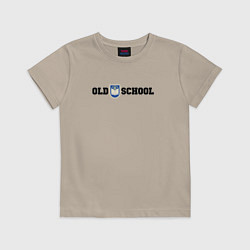 Футболка хлопковая детская Old school, шеврон старой школы, цвет: миндальный