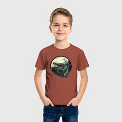 Футболка хлопковая детская Аллигатор в камышах, цвет: кирпичный — фото 2