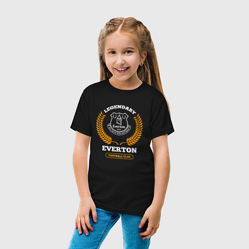Детская футболка Лого Everton и надпись legendary football club / Черный – фото 4