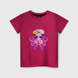 Детская футболка Мир - Розовый Осьминог