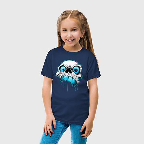 Детская футболка Череп в голубых красках / Тёмно-синий – фото 4