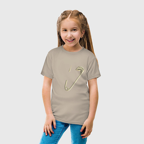 Детская футболка Застегните золотую булавку от сглаза / Миндальный – фото 4