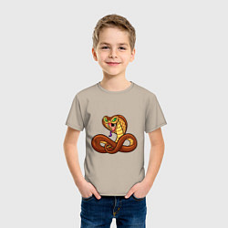 Футболка хлопковая детская Для любителей змей, цвет: миндальный — фото 2