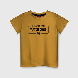 Футболка хлопковая детская Watch Dogs gaming champion: рамка с лого и джойсти, цвет: горчичный