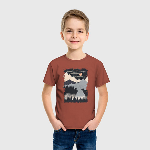 Детская футболка Медведи и пропасть / Кирпичный – фото 3