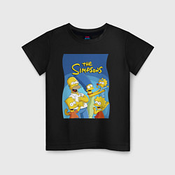 Футболка хлопковая детская Семейка Симпсонов - Гомер, Мардж и их отпрыски, цвет: черный